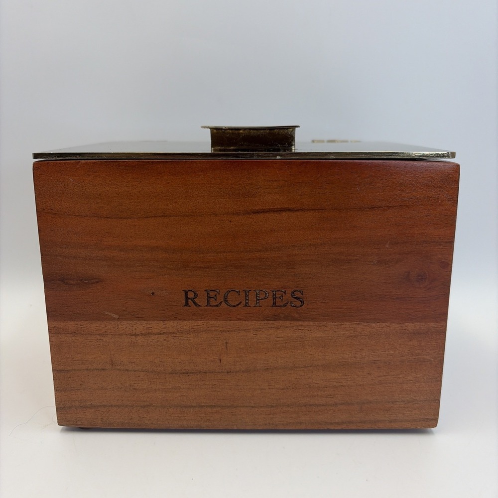 Magnolia Hearth And Hand Recipe Wooden Box Brass Top Heavy Made In India